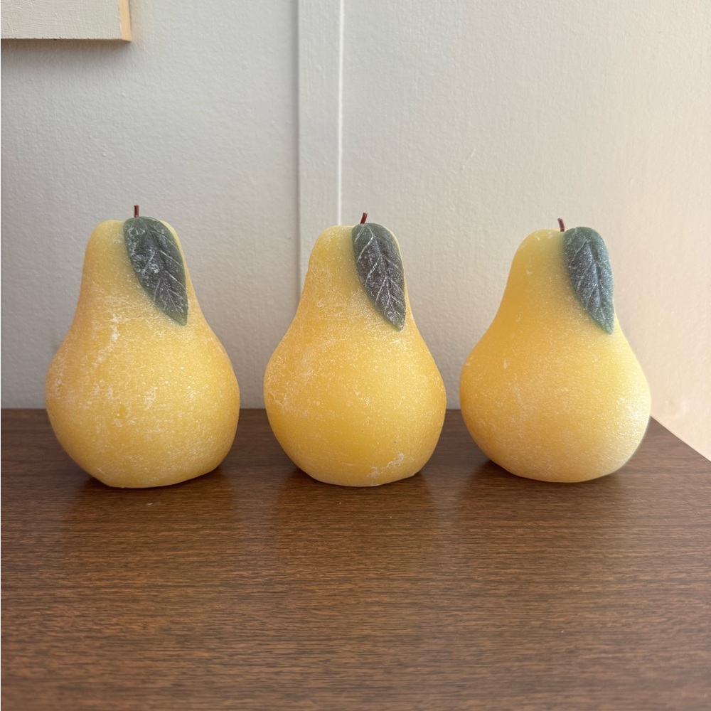 Threshold Sugared Pear Shaped Candle Set Of 3
